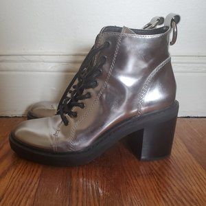 Silver Lace Up Combat Boots - Dolce Vita